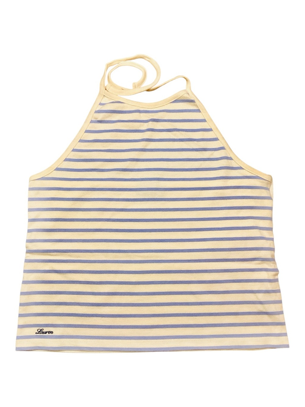 Ralph Lauren Striped Halter Top in Cream and Light Blue